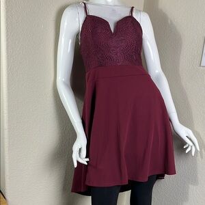 Almost Famous Red Mini Fit and Flare Sundress with Sweetheart Neckline for Prom